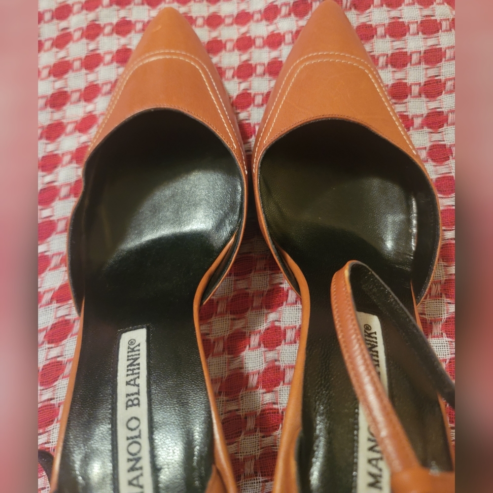 Manolo Blahnik Brown Leather Strappy Heels Size 37.5 - Picture 8 of 15